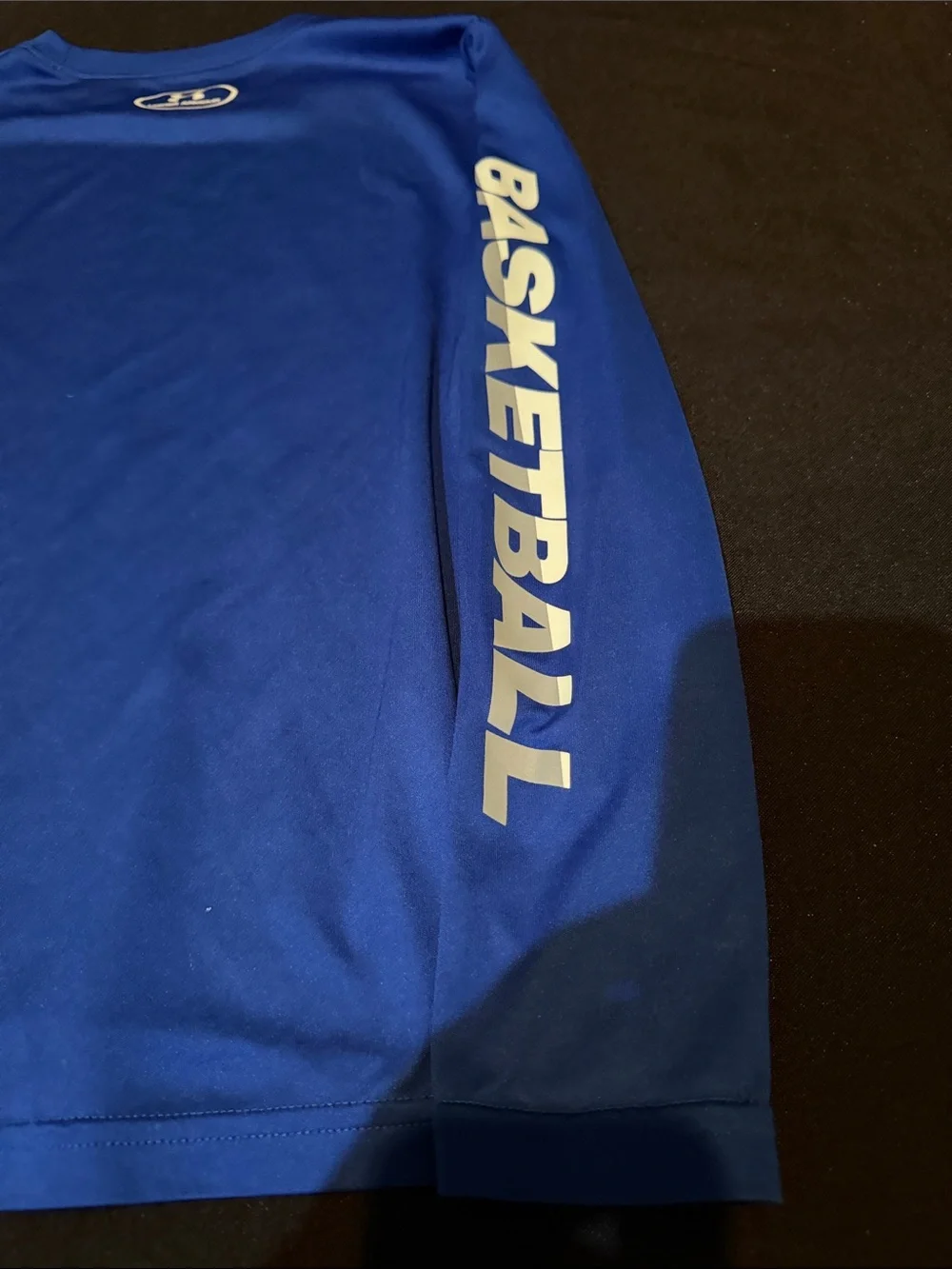 Under Armour Royal Blue Long Sleeve Athletic Top with White Logo